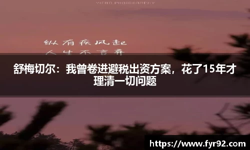 舒梅切尔：我曾卷进避税出资方案，花了15年才理清一切问题